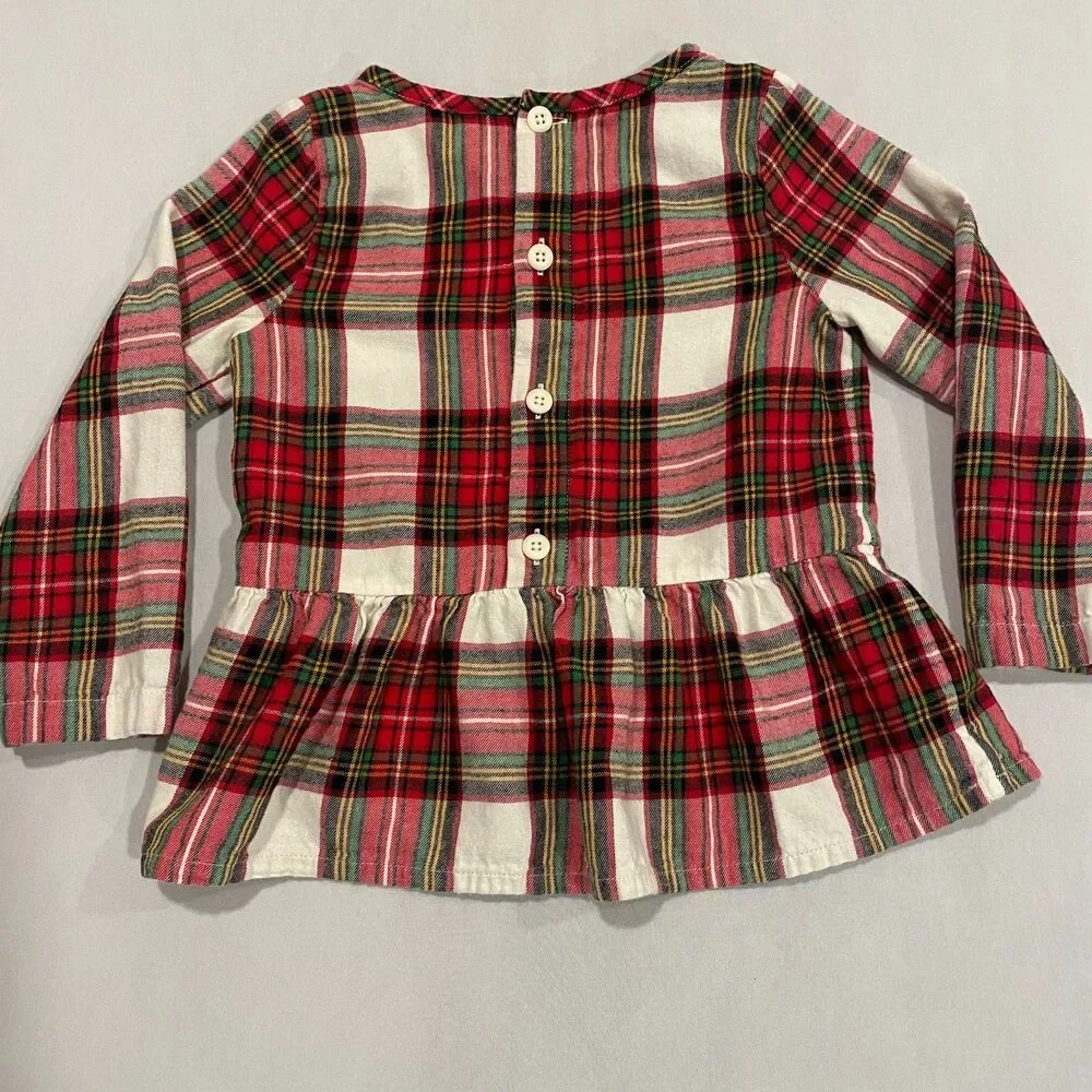 ~ Hanna Andersson 4 Plaid Flannel Top Long Sleeves Soft Red Green Black Shirt